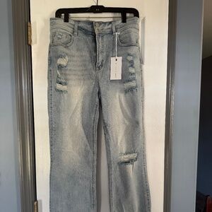 RISEN High Rise Destroyed Hem Jeans Size 13/31W - NEW WITH TAGS